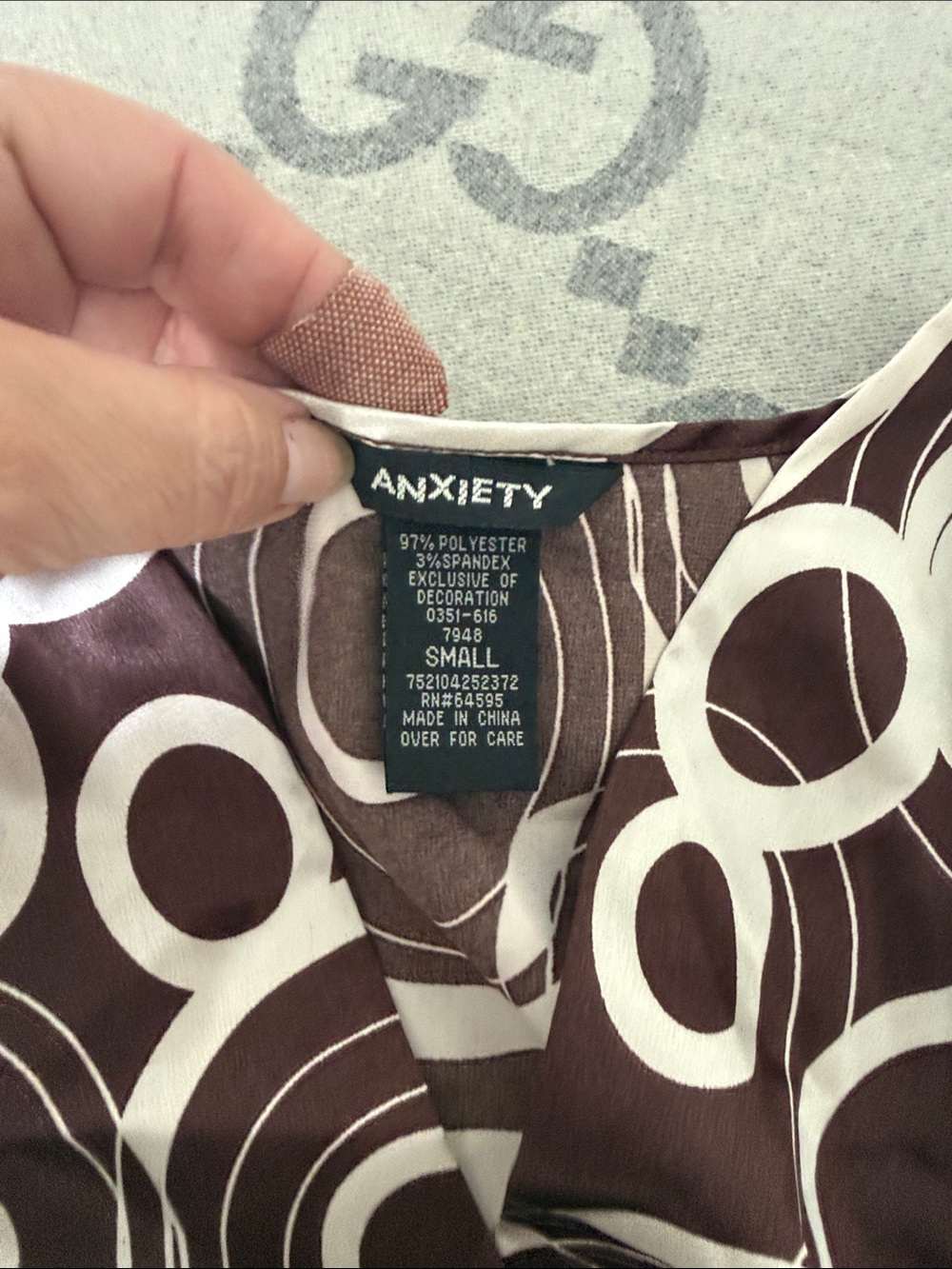 Women’s Brown & Cream Circle-Print Belted Casual Top - Picture 2 of 2